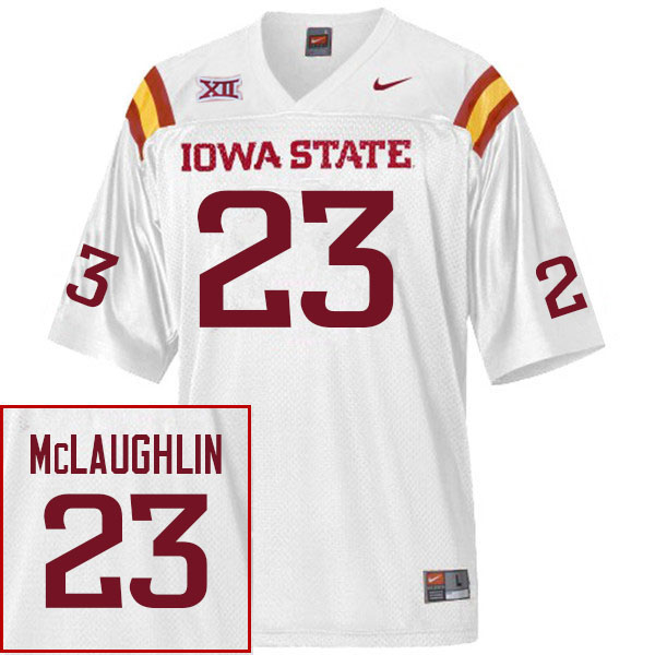 Men #23 Will McLaughlin Iowa State Cyclones College Football Jerseys Sale-White - Click Image to Close